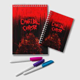 Блокнот с принтом CANNIBAL CORPSE в Тюмени, 100% бумага | 48 листов, плотность листов — 60 г/м2, плотность картонной обложки — 250 г/м2. Листы скреплены удобной пружинной спиралью. Цвет линий — светло-серый
 | blood | cannibal corpse | death metal | grunge | hardcore | music | punk | rock | usa | группа | канибал | кровь | метал | музыка | рок | сша | труп