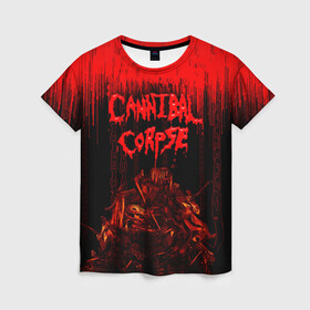 Женская футболка 3D с принтом CANNIBAL CORPSE в Тюмени, 100% полиэфир ( синтетическое хлопкоподобное полотно) | прямой крой, круглый вырез горловины, длина до линии бедер | blood | cannibal corpse | death metal | grunge | hardcore | music | punk | rock | usa | группа | канибал | кровь | метал | музыка | рок | сша | труп