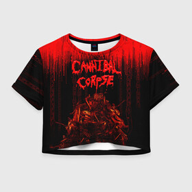 Женская футболка Crop-top 3D с принтом CANNIBAL CORPSE в Тюмени, 100% полиэстер | круглая горловина, длина футболки до линии талии, рукава с отворотами | blood | cannibal corpse | death metal | grunge | hardcore | music | punk | rock | usa | группа | канибал | кровь | метал | музыка | рок | сша | труп