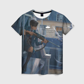 Женская футболка 3D с принтом Пятый снайпер в Тюмени, 100% полиэфир ( синтетическое хлопкоподобное полотно) | прямой крой, круглый вырез горловины, длина до линии бедер | umbrella academy | академия амбрелла | клаус харгривз | номер пять | роберт шиэн