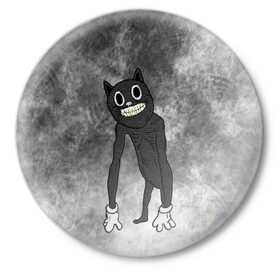 Значок с принтом Cartoon cat в Тюмени,  металл | круглая форма, металлическая застежка в виде булавки | cartoon cat | crazy | horror | kitty | monster | безумный | враг | животные | зверь | злодей | злой кот | зубы | картун кэт | киска | кот | кошак | монстр | мультяшный кот | оскал | персонаж | страшилки | сумасшедший