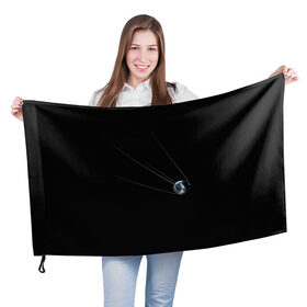 Флаг 3D с принтом первый космический спутник в Тюмени, 100% полиэстер | плотность ткани — 95 г/м2, размер — 67 х 109 см. Принт наносится с одной стороны | гагарин | искусственный спутник. спутник 1 | космос | спутник | терещкова