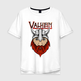 Мужская футболка хлопок Oversize с принтом Valheim в Тюмени, 100% хлопок | свободный крой, круглый ворот, “спинка” длиннее передней части | fantasy | mmo | valheim | valve | валхейм | вальхейм | викинги | выживалка | игра | королевская битва | ммо | ролевая игра | фэнтази