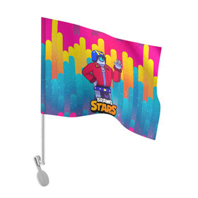 Флаг для автомобиля с принтом STU СТУ Brawl Stars в Тюмени, 100% полиэстер | Размер: 30*21 см | brawl | brawl stars | brawlstars | brawl_stars | jessie | бравл | бравлер stu | бравлстарс | гонщик | каскадер | сту