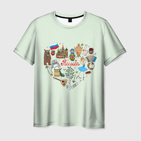 Мужская футболка 3D с принтом Россия в Тюмени, 100% полиэфир | прямой крой, круглый вырез горловины, длина до линии бедер | балалайка | балерина | матрешка | медведь | россия | храм василия блаженого