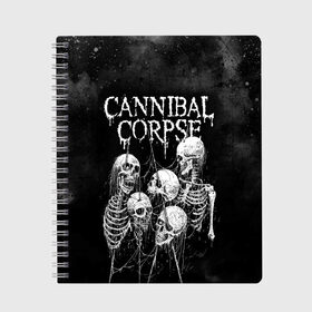 Тетрадь с принтом Cannibal Corpse в Тюмени, 100% бумага | 48 листов, плотность листов — 60 г/м2, плотность картонной обложки — 250 г/м2. Листы скреплены сбоку удобной пружинной спиралью. Уголки страниц и обложки скругленные. Цвет линий — светло-серый
 | canibal corpse | cannibal corpse | death metal | группы | дэт метал | канибал корпс | метал | рок