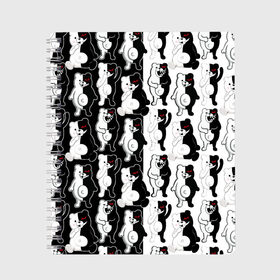 Тетрадь с принтом MONOKUMA  МОНОКУМА ПАТТЕРН в Тюмени, 100% бумага | 48 листов, плотность листов — 60 г/м2, плотность картонной обложки — 250 г/м2. Листы скреплены сбоку удобной пружинной спиралью. Уголки страниц и обложки скругленные. Цвет линий — светло-серый
 | Тематика изображения на принте: anime | danganronpa | enoshima | junko | monokuma | аниме | джунко | игра | манга | медведь | монокума | паттерн | робот медведь | эношима