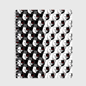 Тетрадь с принтом MONOKUMA  МОНОКУМА PATTERN в Тюмени, 100% бумага | 48 листов, плотность листов — 60 г/м2, плотность картонной обложки — 250 г/м2. Листы скреплены сбоку удобной пружинной спиралью. Уголки страниц и обложки скругленные. Цвет линий — светло-серый
 | anime | danganronpa | enoshima | junko | monokuma | аниме | джунко | игра | манга | медведь | монокума | робот медведь | эношима