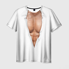 Мужская футболка 3D с принтом Идеальный Торс в Тюмени, 100% полиэфир | прямой крой, круглый вырез горловины, длина до линии бедер | мускулы | мышцы | прес | рельеф | спорт | тело | торс