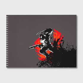 Альбом для рисования с принтом Doom Eternal  в Тюмени, 100% бумага
 | матовая бумага, плотность 200 мг. | doom eternal | герой | дум | игра | палач рока | персонаж | пламя