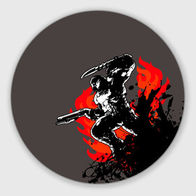 Коврик для мышки круглый с принтом Doom Eternal  в Тюмени, резина и полиэстер | круглая форма, изображение наносится на всю лицевую часть | doom eternal | герой | дум | игра | палач рока | персонаж | пламя
