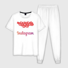 Мужская пижама хлопок с принтом Instagram в Тюмени, 100% хлопок | брюки и футболка прямого кроя, без карманов, на брюках мягкая резинка на поясе и по низу штанин
 | facebook | instagram | инста | инстаграм | платформа | приложение | редактор фотографий | социальная сеть | соцсеть