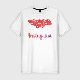 Мужская футболка хлопок Slim с принтом Instagram в Тюмени, 92% хлопок, 8% лайкра | приталенный силуэт, круглый вырез ворота, длина до линии бедра, короткий рукав | facebook | instagram | инста | инстаграм | платформа | приложение | редактор фотографий | социальная сеть | соцсеть
