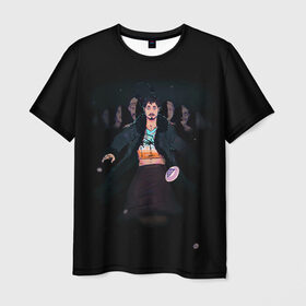 Мужская футболка 3D с принтом Клаус в Тюмени, 100% полиэфир | прямой крой, круглый вырез горловины, длина до линии бедер | umbrella academy | академия амбрелла | клаус харгривз | номер пять | роберт шиэн