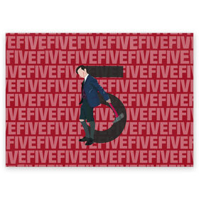 Поздравительная открытка с принтом FIVE FIVE FIVE в Тюмени, 100% бумага | плотность бумаги 280 г/м2, матовая, на обратной стороне линовка и место для марки
 | umbrella academy | академия амбрелла | клаус харгривз | номер пять | роберт шиэн