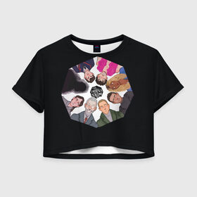Женская футболка Crop-top 3D с принтом Академия Зонта в Тюмени, 100% полиэстер | круглая горловина, длина футболки до линии талии, рукава с отворотами | umbrella academy | академия амбрелла | клаус харгривз | номер пять | роберт шиэн