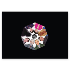 Поздравительная открытка с принтом Академия Зонта в Тюмени, 100% бумага | плотность бумаги 280 г/м2, матовая, на обратной стороне линовка и место для марки
 | Тематика изображения на принте: umbrella academy | академия амбрелла | клаус харгривз | номер пять | роберт шиэн