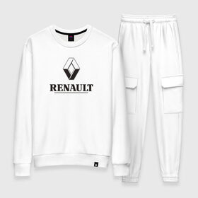 Женский костюм хлопок с принтом Renault Logo | Рено логотип в Тюмени, 100% хлопок | на свитшоте круглая горловина, мягкая резинка по низу. Брюки заужены к низу, на них два вида карманов: два 