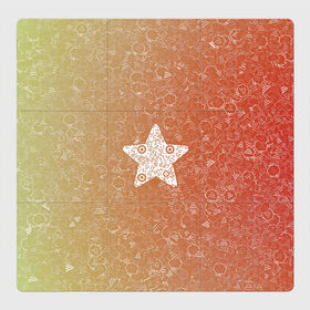 Магнитный плакат 3Х3 с принтом Звезда АПВ 128КЗ в Тюмени, Полимерный материал с магнитным слоем | 9 деталей размером 9*9 см | qr код | амулет | антивирус | антидепрессант | антистресс | градиент | звезда | иммуномодулятор | коллаж | красный | оберег | салатовый | талисман