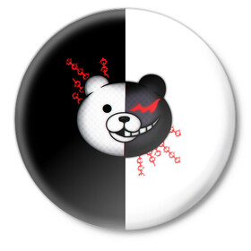 Значок с принтом monokuma и епи в Тюмени,  металл | круглая форма, металлическая застежка в виде булавки | anime | danganronpa | enoshima | junko | monokuma | аниме | джунко | игра | манга | медведь | монокума | робот медведь | эношима