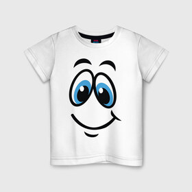Детская футболка хлопок с принтом Улыбка в Тюмени, 100% хлопок | круглый вырез горловины, полуприлегающий силуэт, длина до линии бедер | лицо | мультфильм | настроение | положительный | рожа | рожица | смайлик | смешное | смешное лицо | улыбающееся лицо | улыбка | эмоция
