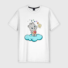 Мужская футболка хлопок Slim с принтом Девушка-медведь в Тюмени, 92% хлопок, 8% лайкра | приталенный силуэт, круглый вырез ворота, длина до линии бедра, короткий рукав | добрый медведь | звезда | красивый медведь | облако