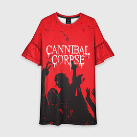 Детское платье 3D с принтом Cannibal Corpse | Труп Каннибала (Z) в Тюмени, 100% полиэстер | прямой силуэт, чуть расширенный к низу. Круглая горловина, на рукавах — воланы | cannibal | cannibal corpse | corpse | death metal | deathgrind | алекс уэбстер | брутальный дэт метал | дэт метал | дэтграйнд | пол мазуркевич | роб барретт | труп каннибала