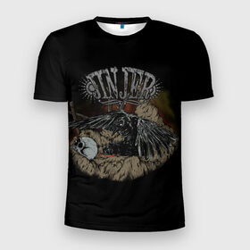 Мужская футболка 3D спортивная с принтом Jinjer metal band в Тюмени, 100% полиэстер с улучшенными характеристиками | приталенный силуэт, круглая горловина, широкие плечи, сужается к линии бедра | jinjer | meialcore | metal | rock | ворон | метал | рок | череп