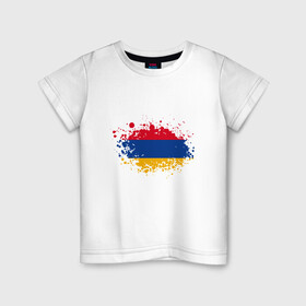 Детская футболка хлопок с принтом Флаг Армении в Тюмени, 100% хлопок | круглый вырез горловины, полуприлегающий силуэт, длина до линии бедер | armenia | ussr | армения | армяне | горы | ереван | кавказ | мир | народ | ссср | турист | флаг