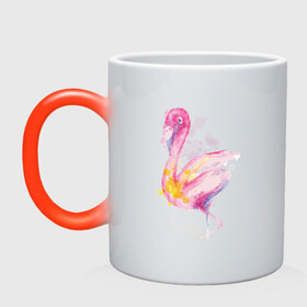 Кружка хамелеон с принтом Фламинго рисунок акварелью в Тюмени, керамика | меняет цвет при нагревании, емкость 330 мл | africa | afrika | aquarel | bird | fashion | flamingo | paint | painted | pink flamingo | summer | watercolor | watercolour | акварельный рисунок | африка | красками | краски | лето | мода | нарисованный фламинго | птица | розовый фламинго | 