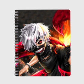 Тетрадь с принтом Kaneki Ghoul в Тюмени, 100% бумага | 48 листов, плотность листов — 60 г/м2, плотность картонной обложки — 250 г/м2. Листы скреплены сбоку удобной пружинной спиралью. Уголки страниц и обложки скругленные. Цвет линий — светло-серый
 | Тематика изображения на принте: anime | kaneki ken | manga | tokyo ghoul | аниме | джузо сузуя. | канеки кен | манга | манга гуля | перерождение | токийский гуль | токийском гуле