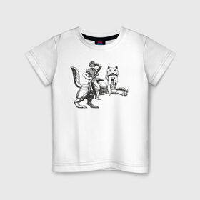 Детская футболка хлопок с принтом Верхом на Бабре в Тюмени, 100% хлопок | круглый вырез горловины, полуприлегающий силуэт, длина до линии бедер | Тематика изображения на принте: бабр | байкал | сибирь