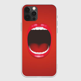 Чехол для iPhone 12 Pro Max с принтом Губы с языком в Тюмени, Силикон |  | lips with tongue | mouth | scarlet lips | teeth | губы алые | губы с языком | зубы | рот