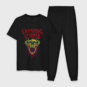 Мужская пижама хлопок с принтом Cannibal Corpse Труп Каннибала (Z) в Тюмени, 100% хлопок | брюки и футболка прямого кроя, без карманов, на брюках мягкая резинка на поясе и по низу штанин
 | cannibal | cannibal corpse | corpse | death metal | deathgrind | demon | devil | алекс уэбстер | брутальный дэт метал | демон | дэт метал | дэтграйнд | пол мазуркевич | роб барретт | труп каннибала | череп