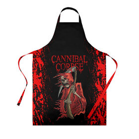 Фартук 3D с принтом Cannibal Corpse | Труп Каннибала (Z) в Тюмени, 100% полиэстер | общий размер — 65 х 85 см, ширина нагрудника — 26 см, горловина — 53 см, длина завязок — 54 см, общий обхват в поясе — 173 см. Принт на завязках и на горловине наносится с двух сторон, на основной части фартука — только с внешней стороны | cannibal | cannibal corpse | corpse | death metal | deathgrind | алекс уэбстер | брутальный дэт метал | дэт метал | дэтграйнд | пол мазуркевич | роб барретт | труп каннибала