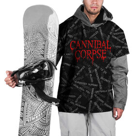Накидка на куртку 3D с принтом Cannibal Corpse | Songs (Z) в Тюмени, 100% полиэстер |  | Тематика изображения на принте: cannibal | cannibal corpse | corpse | death metal | deathgrind | алекс уэбстер | брутальный дэт метал | дэт метал | дэтграйнд | пол мазуркевич | роб барретт | труп каннибала