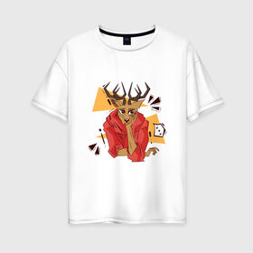 Женская футболка хлопок Oversize с принтом Выдающиеся звери Луис в Тюмени, 100% хлопок | свободный крой, круглый ворот, спущенный рукав, длина до линии бедер
 | аниме | волк | выдающиеся | заяц | звери | кролик | легоси | луис | олень | сезон | хару
