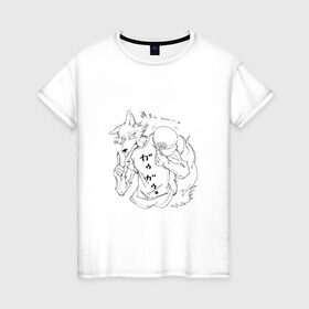 Женская футболка хлопок с принтом Выдающиеся звери Легоси в Тюмени, 100% хлопок | прямой крой, круглый вырез горловины, длина до линии бедер, слегка спущенное плечо | аниме | волк | выдающиеся | заяц | звери | кролик | легоси | луис | олень | сезон | хару