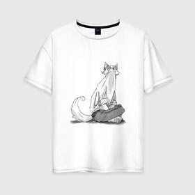 Женская футболка хлопок Oversize с принтом Выдающиеся звери Легоси в Тюмени, 100% хлопок | свободный крой, круглый ворот, спущенный рукав, длина до линии бедер
 | аниме | волк | выдающиеся | заяц | звери | кролик | легоси | луис | олень | сезон | хару