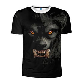Мужская футболка 3D спортивная с принтом Оборотень | Werewolf в Тюмени, 100% полиэстер с улучшенными характеристиками | приталенный силуэт, круглая горловина, широкие плечи, сужается к линии бедра | werewolf | волк | зверь | зло | мистика | монстр | оборотень | полнолуние | ужасы