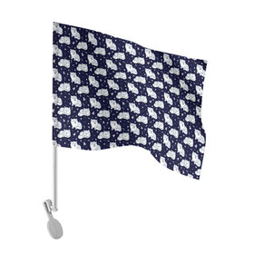 Флаг для автомобиля с принтом Милая Шиба Ину в Тюмени, 100% полиэстер | Размер: 30*21 см | звезды | ину | космос | луна | ракета | собаки | спит | хатико | шиба | японская