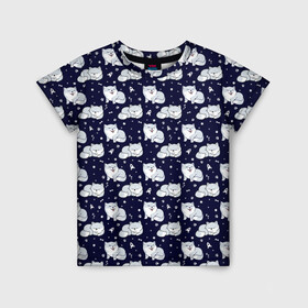 Детская футболка 3D с принтом Милая Шиба Ину в Тюмени, 100% гипоаллергенный полиэфир | прямой крой, круглый вырез горловины, длина до линии бедер, чуть спущенное плечо, ткань немного тянется | Тематика изображения на принте: звезды | ину | космос | луна | ракета | собаки | спит | хатико | шиба | японская