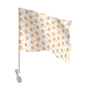 Флаг для автомобиля с принтом Крутая Шиба-Ину в Тюмени, 100% полиэстер | Размер: 30*21 см | ину | конфета | лапа | леденец | отпечаток | сладости | собаки | торт | тортик | хатико | шиба | японская