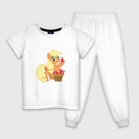 Детская пижама хлопок с принтом Applejack в Тюмени, 100% хлопок |  брюки и футболка прямого кроя, без карманов, на брюках мягкая резинка на поясе и по низу штанин
 | applejack | friendship | mylittlepony | twilight sparkle | waifu | вайфу | дружба это магия | кони | моя маленькая пони | мультфильм | пони | эплджек