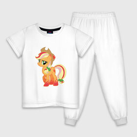 Детская пижама хлопок с принтом My Little Pony - AppleJack в Тюмени, 100% хлопок |  брюки и футболка прямого кроя, без карманов, на брюках мягкая резинка на поясе и по низу штанин
 | Тематика изображения на принте: applejack | friendship | mylittlepony | twilight sparkle | waifu | вайфу | дружба это магия | кони | моя маленькая пони | мультфильм | пони | эплджек