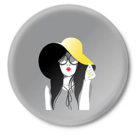 Значок с принтом Fashion в Тюмени,  металл | круглая форма, металлическая застежка в виде булавки | женщина | красота | мода | шляпа