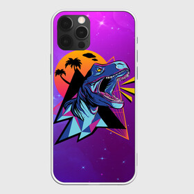 Чехол для iPhone 12 Pro Max с принтом Retrowave Neon Dinosaur в Тюмени, Силикон |  | Тематика изображения на принте: 1980 | 80s | geometry | retrowave | retrowave принт | rex | space | t rex | trex | tropical | восьмидесятые | геометрия | космос | нео | неоновый динозавр | пальмы | рекс | ретровейв | рисунок динозавра | тираннозавр | тиранозавр