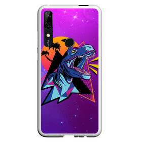 Чехол для Honor P Smart Z с принтом Retrowave Neon Dinosaur в Тюмени, Силикон | Область печати: задняя сторона чехла, без боковых панелей | 1980 | 80s | geometry | retrowave | retrowave принт | rex | space | t rex | trex | tropical | восьмидесятые | геометрия | космос | нео | неоновый динозавр | пальмы | рекс | ретровейв | рисунок динозавра | тираннозавр | тиранозавр