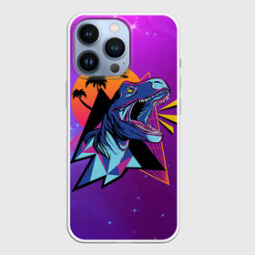 Чехол для iPhone 13 Pro с принтом Retrowave Neon Dinosaur в Тюмени,  |  | 1980 | 80s | geometry | retrowave | retrowave принт | rex | space | t rex | trex | tropical | восьмидесятые | геометрия | космос | нео | неоновый динозавр | пальмы | рекс | ретровейв | рисунок динозавра | тираннозавр | тиранозавр