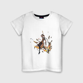 Детская футболка хлопок с принтом Чжун Ли в деле в Тюмени, 100% хлопок | круглый вырез горловины, полуприлегающий силуэт, длина до линии бедер | Тематика изображения на принте: арт | в деле | милый парень | моракс | рисунок | чжун ли